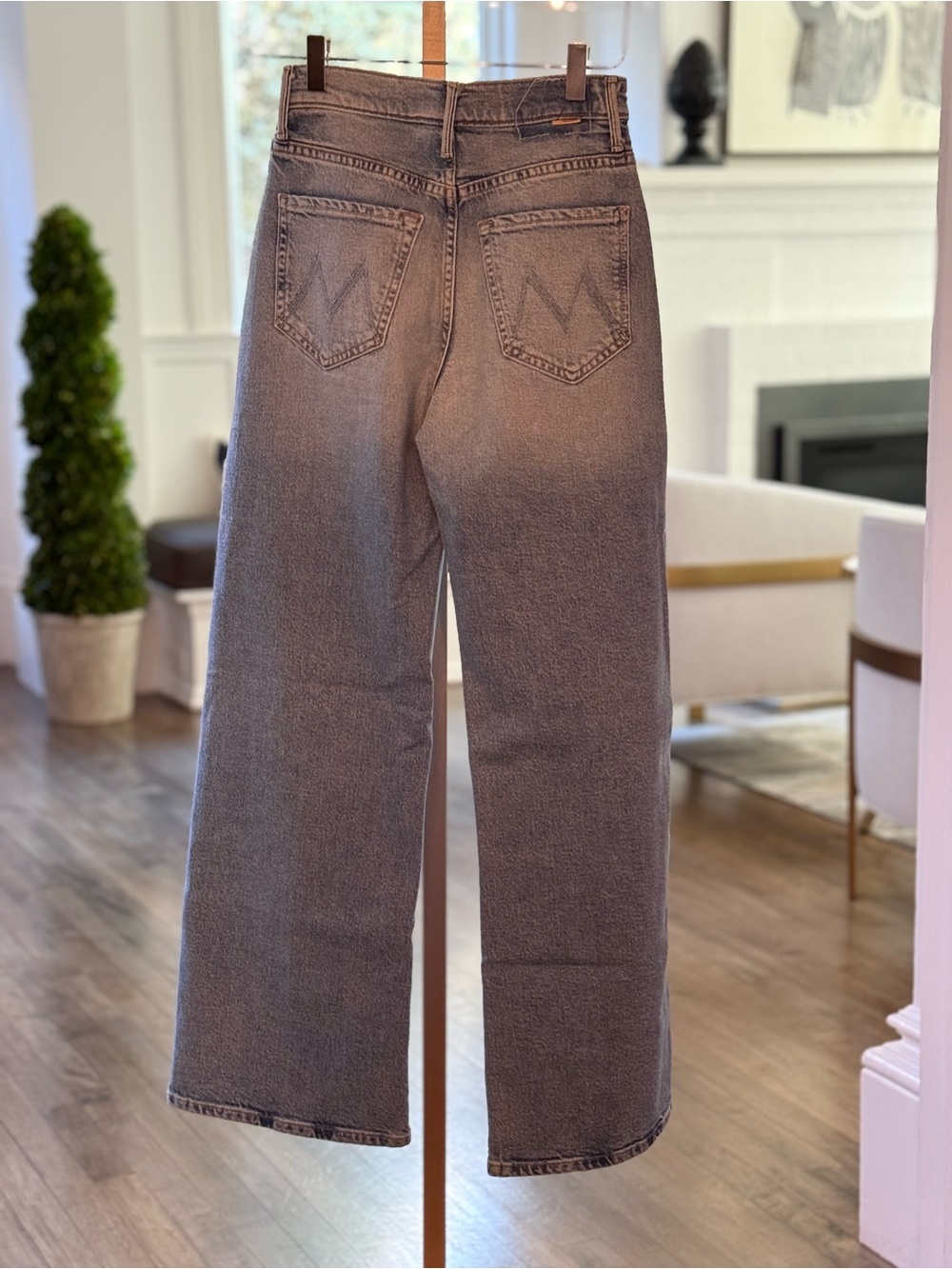 MOTHER Straight-Leg High-Rise Jeans - Washed Blue